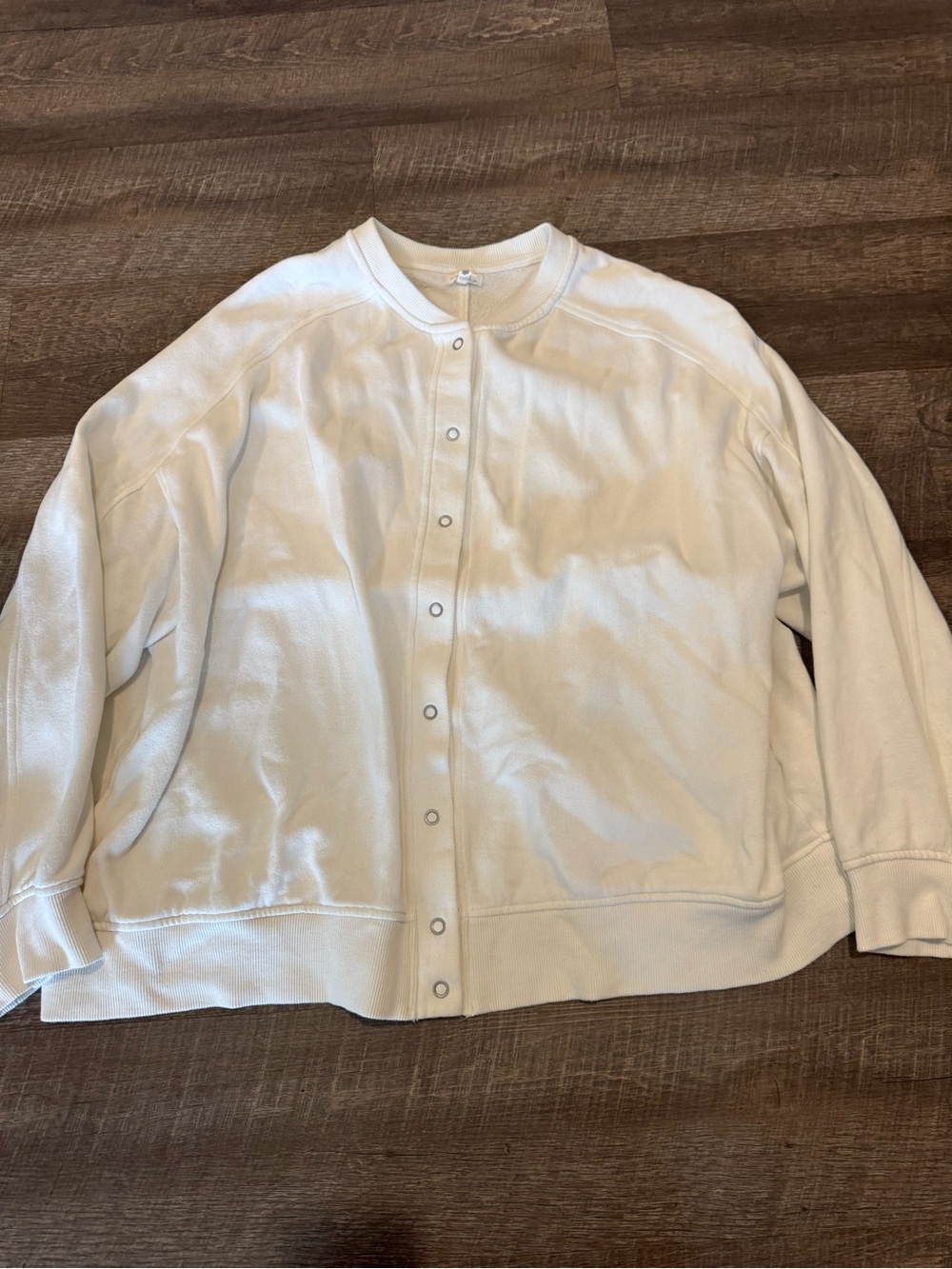Aerie Classic Snap-Front Crewneck Cardigan in Off-White
